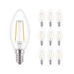 Voordeelpak 10x Philips Corepro LED Kaars E14 Filament Helder 2W 250lm - 827 Zeer Warm Wit | Vervangt 25W
