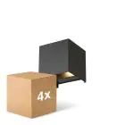 Voordeelpak 4x D'Lite LED Wandlamp Elingen Aluminium Zwart 4.9W 290lm - 830 Warm Wit | Lichtsensor